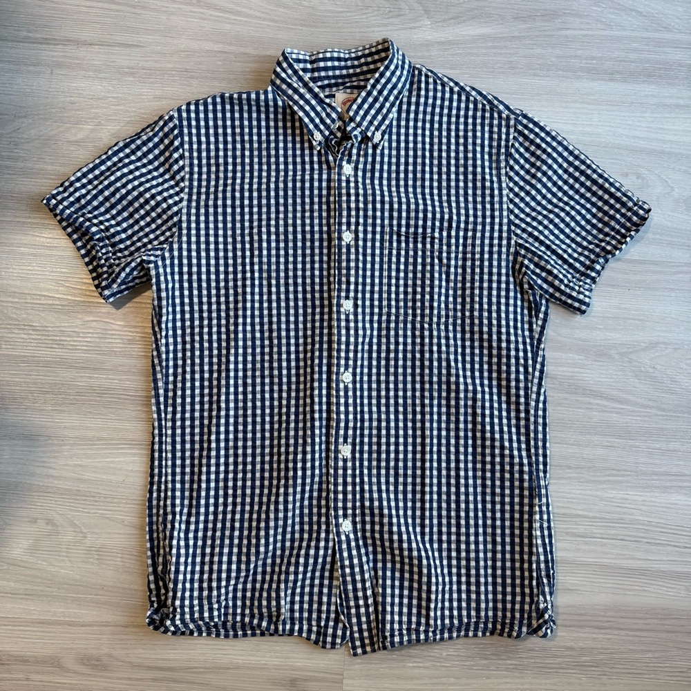 Brooks Brothers Men's Navy and White Checkered Shirt